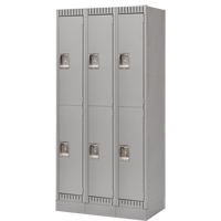Lockers, 2 -tier, Bank of 3, 36" x 18" x 76", Steel, Grey, Knocked Down EastCoast Offshore Supplies