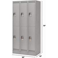 Lockers, 2 -tier, Bank of 3, 36" x 18" x 76", Steel, Grey, Knocked Down EastCoast Offshore Supplies