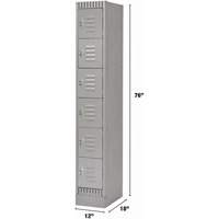 Lockers, 6 -tier, 12" x 18" x 76", Steel, Grey, Knocked Down EastCoast Offshore Supplies