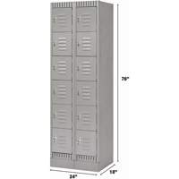 Lockers, 6 -tier, Bank of 2, 24" x 18" x 76", Steel, Grey, Knocked Down EastCoast Offshore Supplies