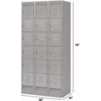 Lockers, 6 -tier, Bank of 3, 36" x 18" x 76", Steel, Grey, Knocked Down EastCoast Offshore Supplies