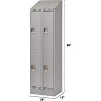 Lockers, 2 -tier, Bank of 2, 24" x 18" x 86", Steel, Grey, Knocked Down EastCoast Offshore Supplies