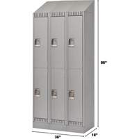 Lockers, 2 -tier, Bank of 3, 36" x 18" x 86", Steel, Grey, Knocked Down EastCoast Offshore Supplies