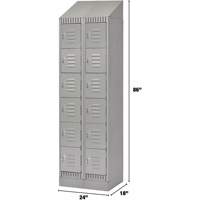 Lockers, 6 -tier, Bank of 2, 24" x 18" x 86", Steel, Grey, Knocked Down EastCoast Offshore Supplies
