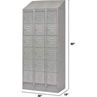 Lockers, 6 -tier, Bank of 3, 36" x 18" x 86", Steel, Grey, Knocked Down EastCoast Offshore Supplies