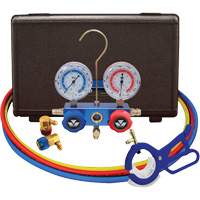 Jeu de manom&egrave;tres collecteurs &agrave; deux voies R134A pour automobile avec coupleurs et robinet perce-canette lat&eacute;rale 3-en-1 EastCoast Offshore Supplies