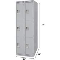 Lockers, 3 -tier, Bank of 2, 24" x 18" x 72", Steel, Grey, Knocked Down EastCoast Offshore Supplies