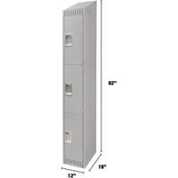 Lockers, 3 -tier, 12" x 18" x 82", Steel, Grey, Knocked Down EastCoast Offshore Supplies