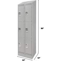 Lockers, 3 -tier, Bank of 2, 24" x 18" x 86", Steel, Grey, Knocked Down EastCoast Offshore Supplies