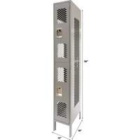 Vented Lockers, 2 -tier, 12" x 18" x 78", Steel, Grey, Knocked Down, Perforated EastCoast Offshore Supplies