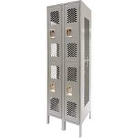 Vented Lockers, 2 -tier, Bank of 2, 24" x 18" x 78", Steel, Grey, Knocked Down, Perforated EastCoast Offshore Supplies