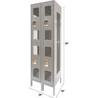 Vented Lockers, 2 -tier, Bank of 2, 24" x 18" x 78", Steel, Grey, Knocked Down, Perforated EastCoast Offshore Supplies