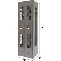 Vented Lockers, Bank of 2, 24" x 18" x 78", Steel, Grey, Knocked Down, Perforated EastCoast Offshore Supplies