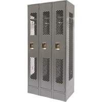 Vented Lockers, Bank of 3, 36 x 18" x 78", Steel, Grey, Knocked Down, Perforated EastCoast Offshore Supplies