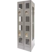 Vented Lockers, 2 -tier, Bank of 2, 24" x 18" x 78", Steel, Grey, Knocked Down, Perforated EastCoast Offshore Supplies