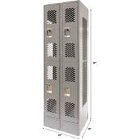 Vented Lockers, 2 -tier, Bank of 2, 24" x 18" x 78", Steel, Grey, Knocked Down, Perforated EastCoast Offshore Supplies