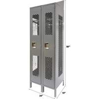 Vented Lockers, Bank of 2, 24" x 18" x 88", Steel, Grey, Knocked Down, Perforated EastCoast Offshore Supplies