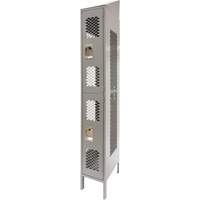 Vented Lockers, 2 -tier, 12" x 18" x 88", Steel, Grey, Knocked Down, Perforated EastCoast Offshore Supplies