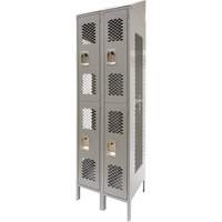 Vented Lockers, 2 -tier, Bank of 2, 24" x 18" x 88", Steel, Grey, Knocked Down, Perforated EastCoast Offshore Supplies
