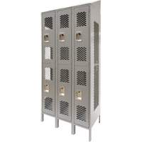 Vented Lockers, 2 -tier, Bank of 3, 36 x 18" x 88", Steel, Grey, Knocked Down, Perforated EastCoast Offshore Supplies
