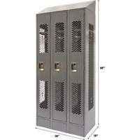 Vented Lockers, Bank of 3, 36 x 18" x 88", Steel, Grey, Knocked Down, Perforated EastCoast Offshore Supplies
