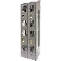 Vented Lockers, 2 -tier, Bank of 2, 24" x 18" x 88", Steel, Grey, Knocked Down, Perforated EastCoast Offshore Supplies