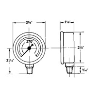 Pressure Gauges, 2-1/2" , 30" Hg-0" Vac., Bottom Mount, Liquid Filled Analogue EastCoast Offshore Supplies