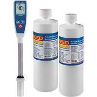 Ensemble de compteur de pH &agrave; tige longue & solution tampon 4 pH/7 pH EastCoast Offshore Supplies