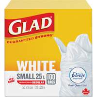 Small 25L Febreze Garbage Bags, Regular, 20" W x 20" L, White EastCoast Offshore Supplies