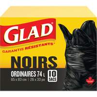 74L Garbage Bags, Regular, 26" W x 33" L, Black EastCoast Offshore Supplies