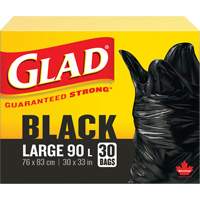 90L Garbage Bags, Regular, 30" W x 33" L, Black EastCoast Offshore Supplies