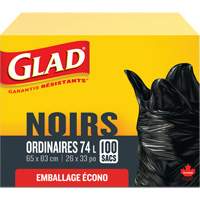74L Garbage Bags, Regular, 26" W x 33" L, Black EastCoast Offshore Supplies