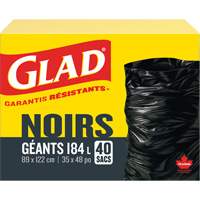 184L Garbage Bags, Regular, 35" W x 48" L, Black EastCoast Offshore Supplies