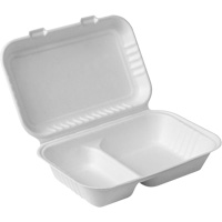 Compostable Hinged Food Containers with Compartments, Bagasse, Rectangular EastCoast Offshore Supplies