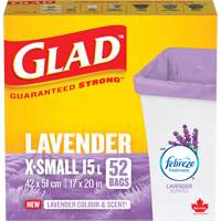 Glad&reg; Lavender Coloured & Scented Bags, Strong, 17" W x 20" L, Purple, 15 L (3.96 Gal.) Capacity EastCoast Offshore Supplies