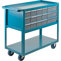 Chariot &agrave; tablette avec tiroir, 1200 lb Capacit&eacute;, Acier, 18" x la, 35" x ha, 36" p, Roues en Caoutchouc, Enti&egrave;rement soud&eacute;, 18 tirroirs EastCoast Offshore Supplies