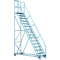 CSA-Certified Rolling Step Ladder with Locking Step, 16 Steps, 30" Step Width, 144" Platform Height, Steel EastCoast Offshore Supplies