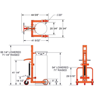 Grand chariot hydraulique HLCC pour bouteille de gaz liquide, Roues Polyur&eacute;thane, Base de 20" la x 20" p, 1000 lb EastCoast Offshore Supplies