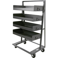 Single-Sided Heavy Duty A-Frame Cart with 4 Large Lipped Trays, 38" x 25" x 63", 2500 lbs. Capacity EastCoast Offshore Supplies