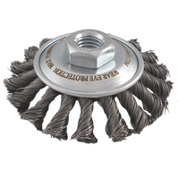 Knotted Wire Wheel Saucer Brushes, 4" Dia., 0.02" Fill, 5/8"-11 Arbor, Steel EastCoast Offshore Supplies