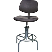 600 Series Rectangular Stool with Back , Mobile, Adjustable, 25" - 31", Polyurethane Seat, Black EastCoast Offshore Supplies