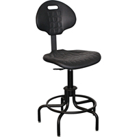 6000 Series Stool with Back, Stationary, Adjustable, 24" - 29", Polyurethane Seat, Black EastCoast Offshore Supplies