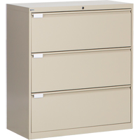 Lateral Filing Cabinet, Steel, 3 Drawers, 36" W x 18" D x 40-1/16" H, Beige EastCoast Offshore Supplies