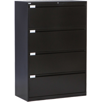 Lateral Filing Cabinet, Steel, 4 Drawers, 36" W x 18" D x 53-3/8" H, Black EastCoast Offshore Supplies