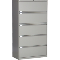 Lateral Filing Cabinet, Steel, 5 Drawers, 36" W x 18" D x 65-1/2" H, Grey EastCoast Offshore Supplies