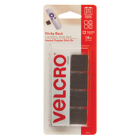 Attaches en carr&eacute;e, Boucle et crochet, 7/8" dia., Adh&eacute;sif, Noir EastCoast Offshore Supplies
