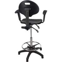 Heavy-Duty Ergonomic Stool with Adjustable Arm Rests, Stationary, Adjustable, 39" - 48", Polyurethane Seat, Black EastCoast Offshore Supplies