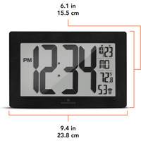 Self-Setting & Self-Adjusting Wall Clock with Stand, Digital, Battery Operated, Black EastCoast Offshore Supplies