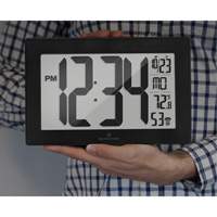Self-Setting & Self-Adjusting Wall Clock with Stand, Digital, Battery Operated, Black EastCoast Offshore Supplies