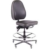 TF180 Ergonomic Industrial Chair, Mobile, Adjustable, Vinyl Seat, Black EastCoast Offshore Supplies